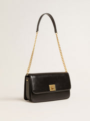 Golden Goose Gioia Bag in black boarded leather with gold details