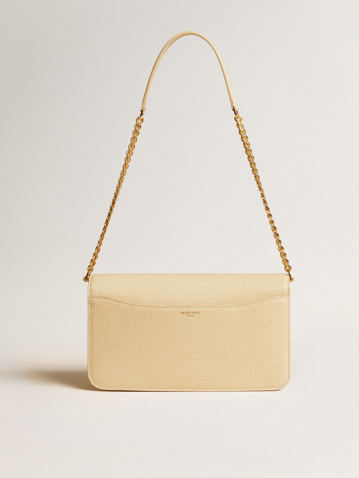 Golden Goose Gioia Bag in vanilla-colored sheepskin leather with gold details