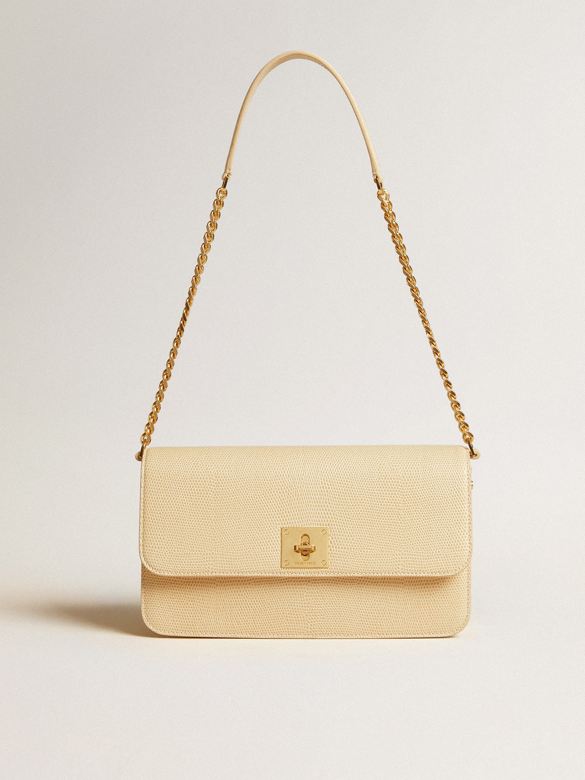 Golden Goose Gioia Bag in vanilla-colored sheepskin leather with gold details