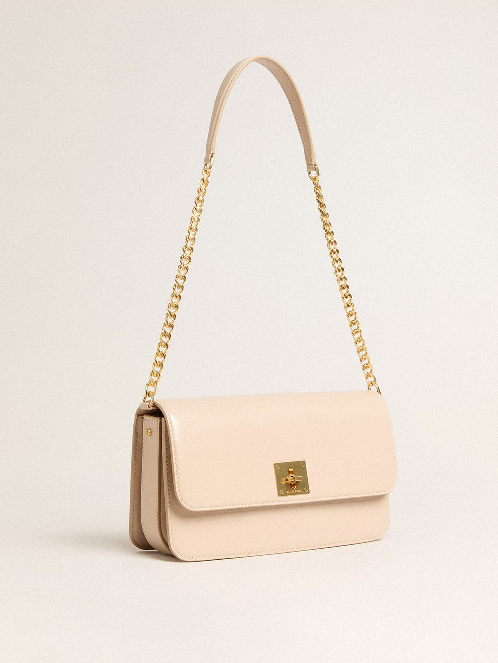 Golden Goose Gioia Bag in pale pink boarded leather with gold details