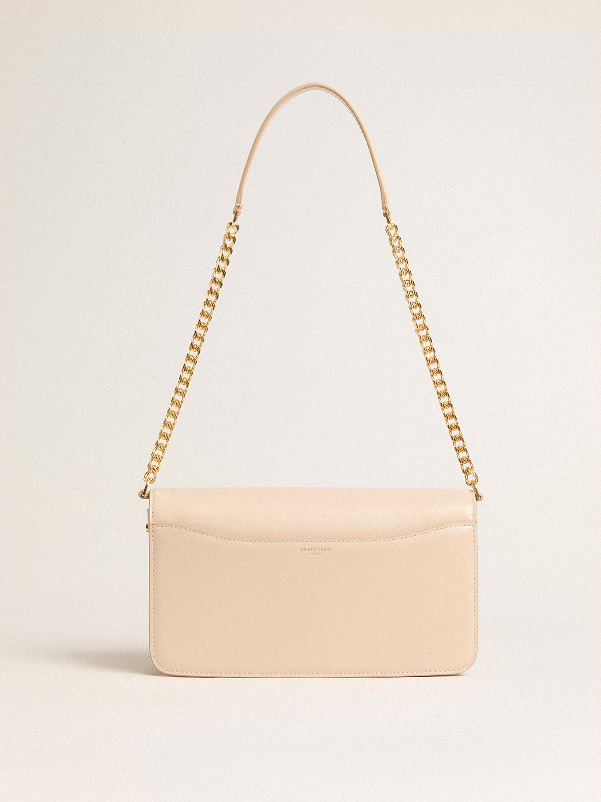 Golden Goose Gioia Bag in pale pink boarded leather with gold details