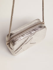 Golden Goose Women's Mini Star Bag in silver laminated leather with tone-on-tone star