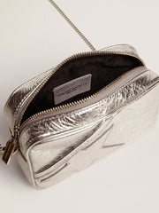 Golden Goose Women's Mini Star Bag in silver laminated leather with tone-on-tone star