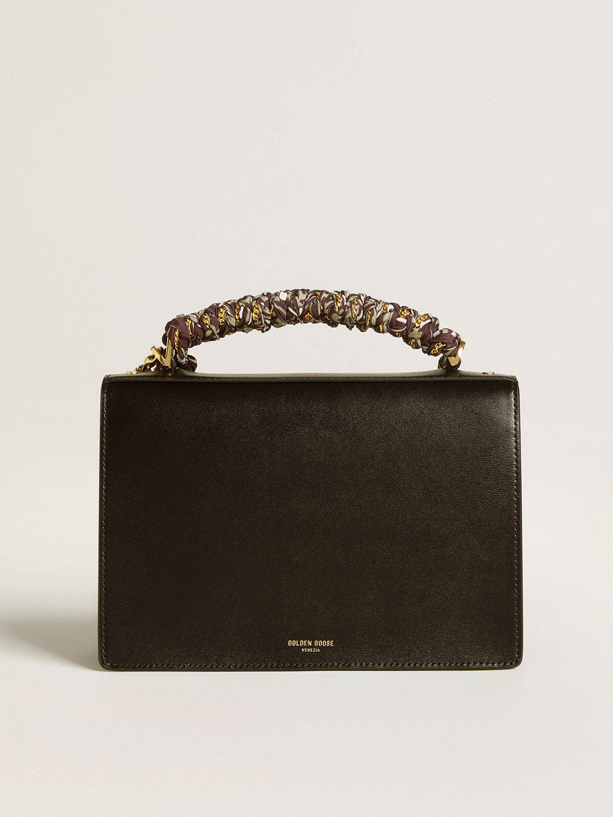 Golden Goose Venezia Bag in black boarded leather with scarf and double charm