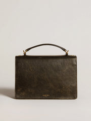 Golden Goose Venezia Bag in black distressed leather with gold details