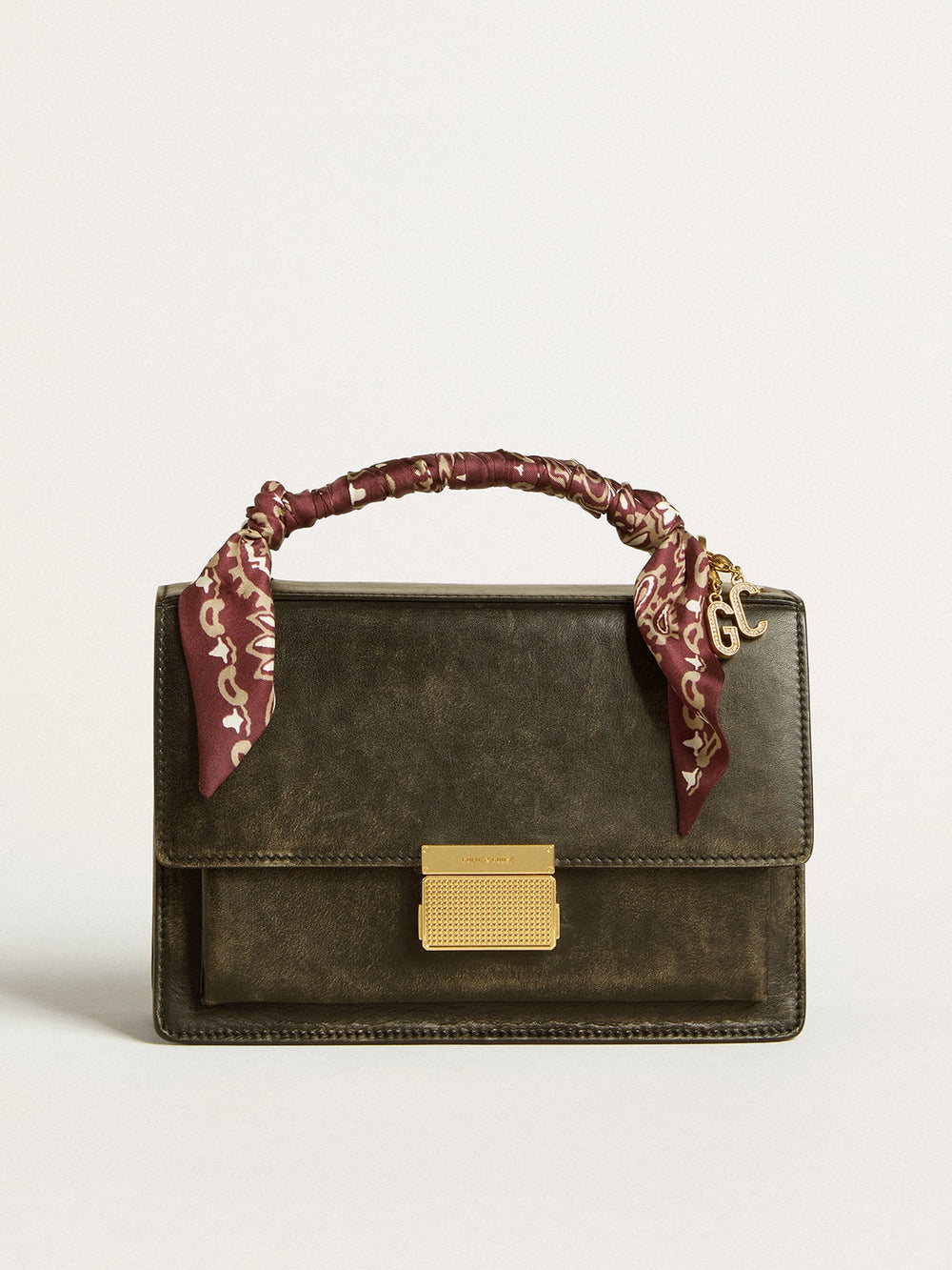 Golden Goose Venezia Bag in black distressed leather with gold details