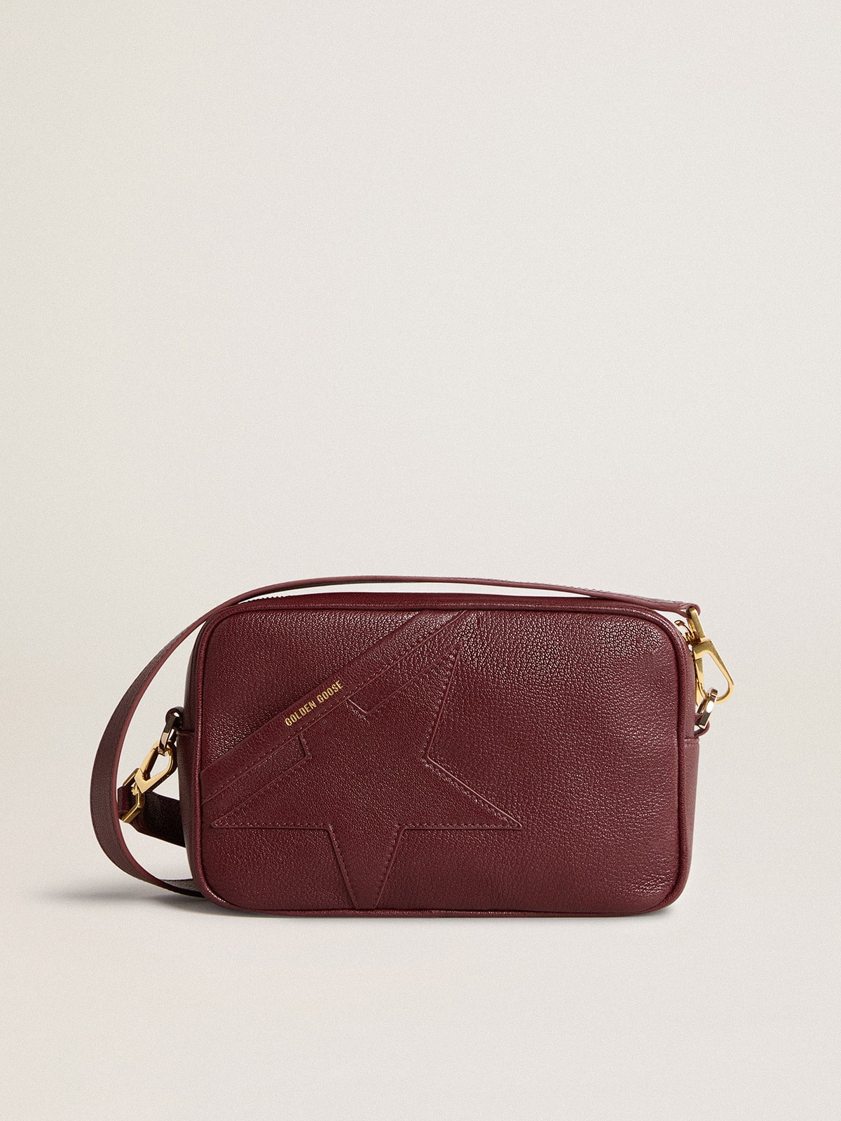 Golden Goose Star Bag in wine-red leather with tone-on-tone star