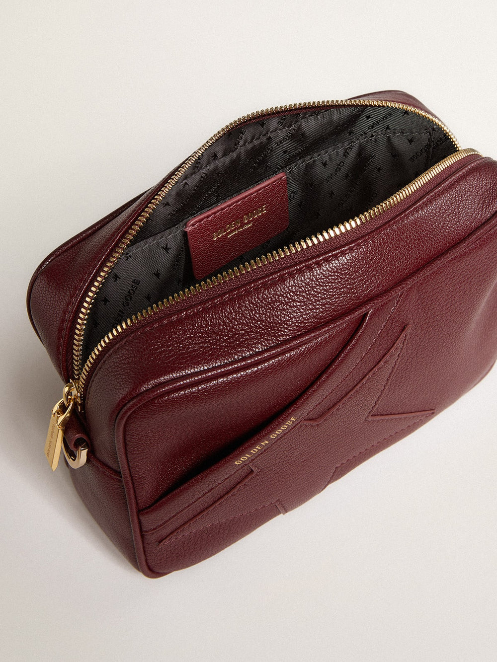 Golden Goose Star Bag in wine-red leather with tone-on-tone star