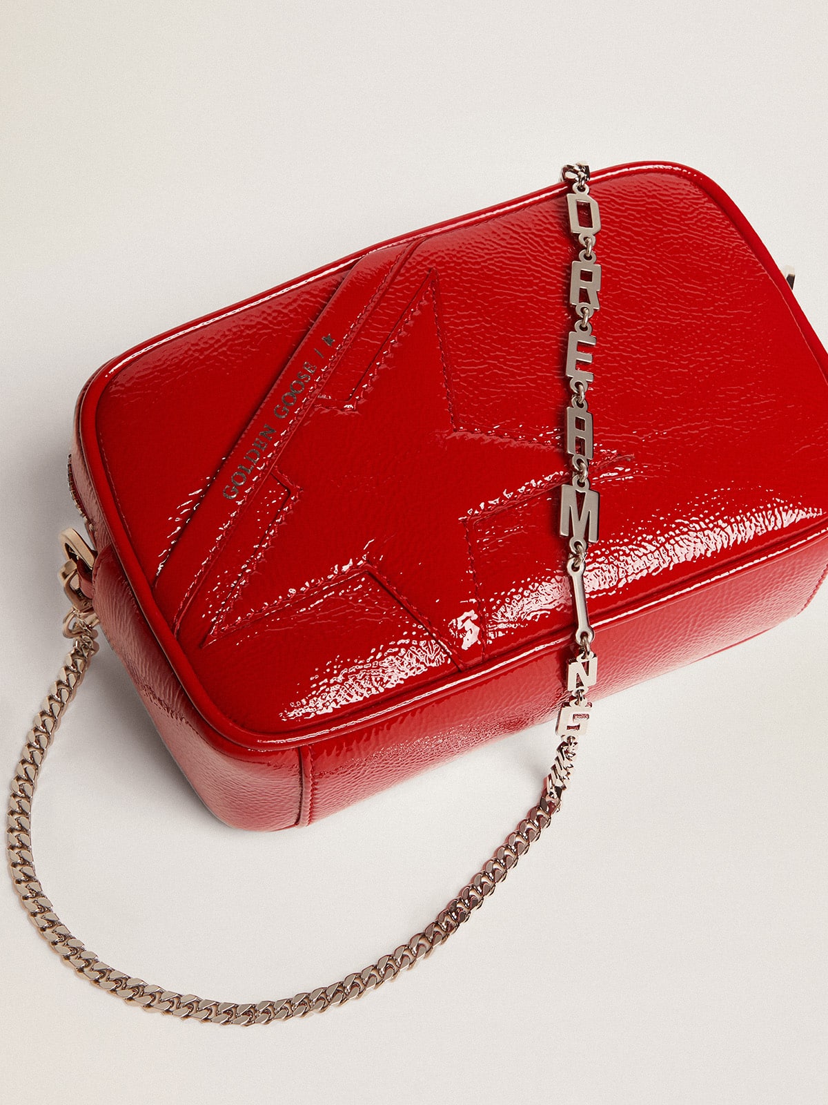 Golden Goose Women's Mini Star Bag in red painted leather with tone-on-tone star