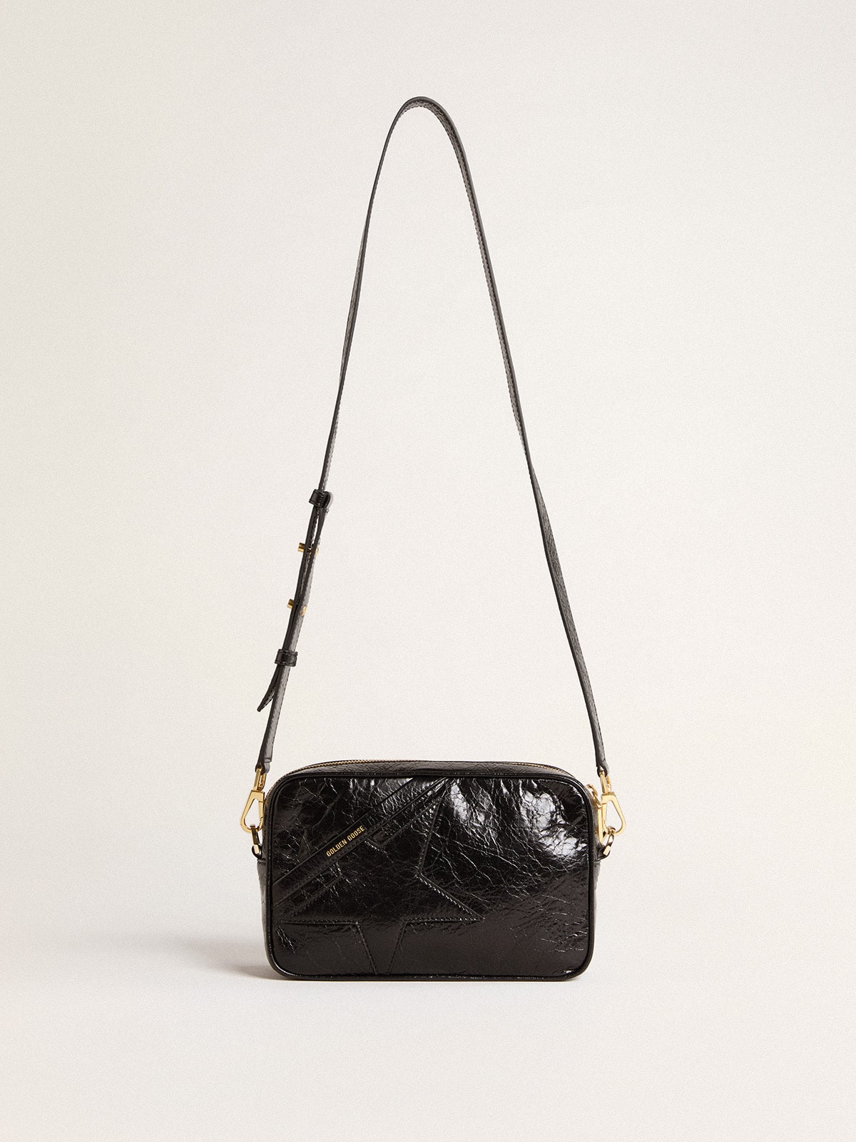 Golden Goose Star Bag in glossy black leather with tone-on-tone star