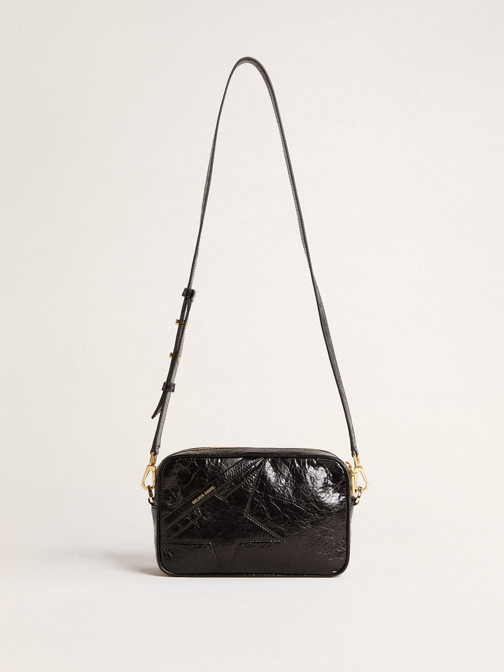 Golden Goose Star Bag in glossy black leather with tone-on-tone star