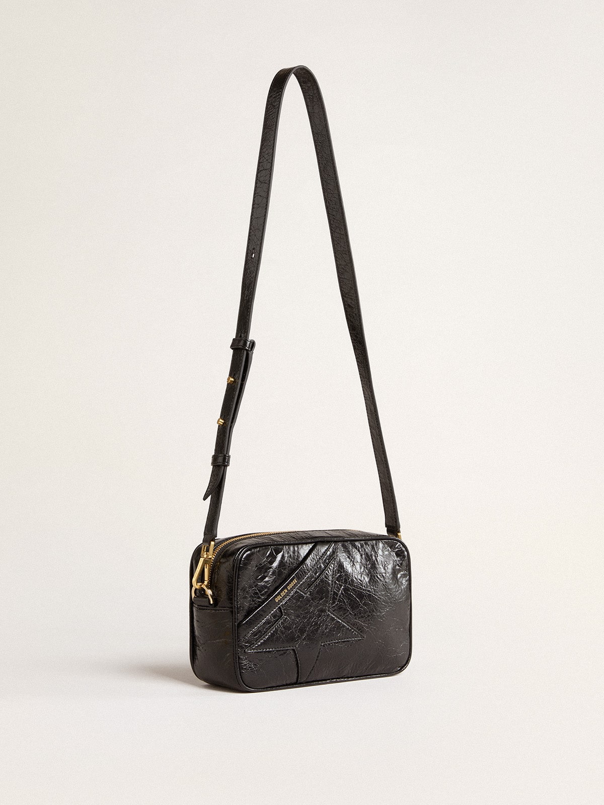 Golden Goose Star Bag in glossy black leather with tone-on-tone star