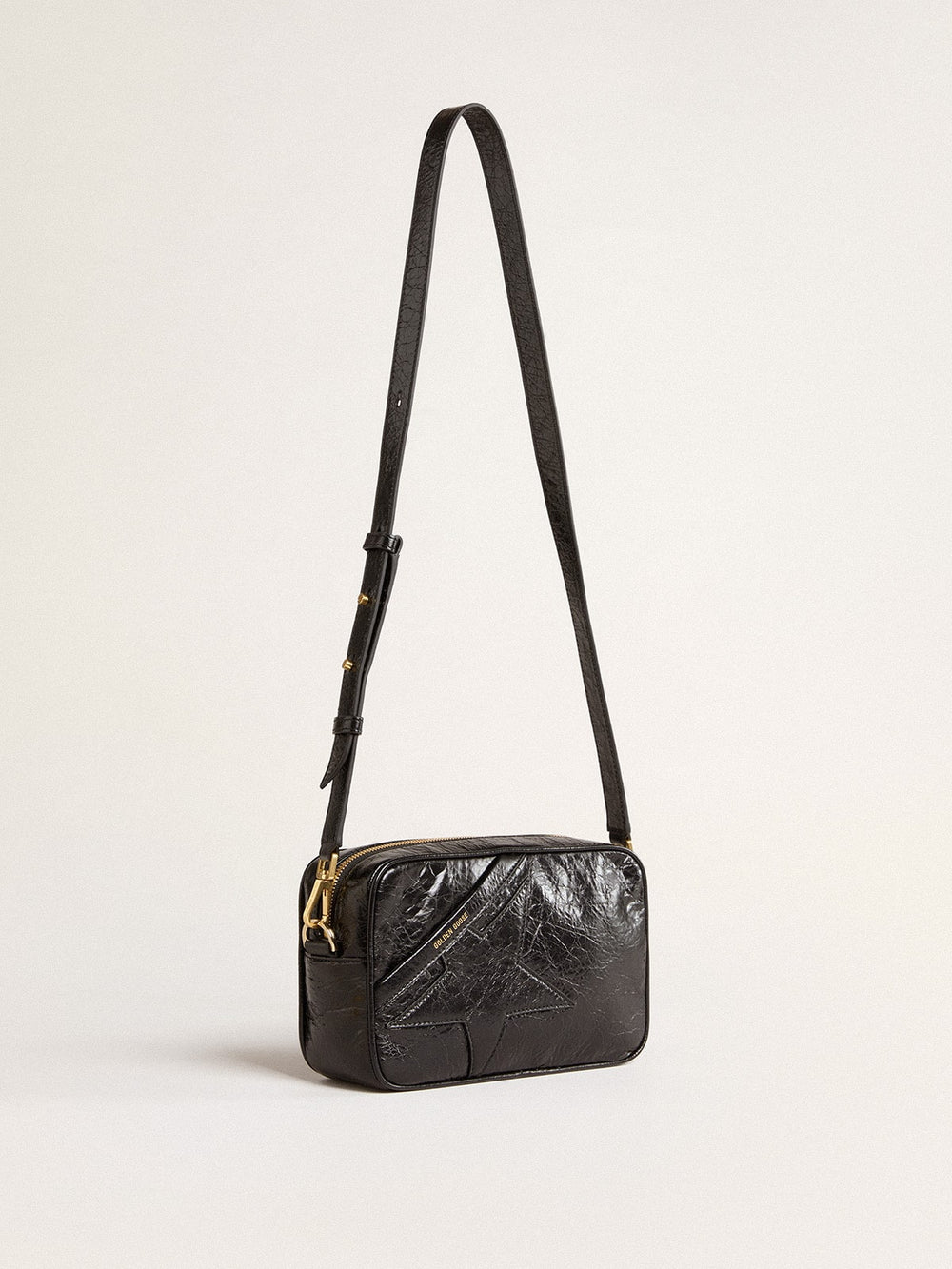 Golden Goose Star Bag in glossy black leather with tone-on-tone star