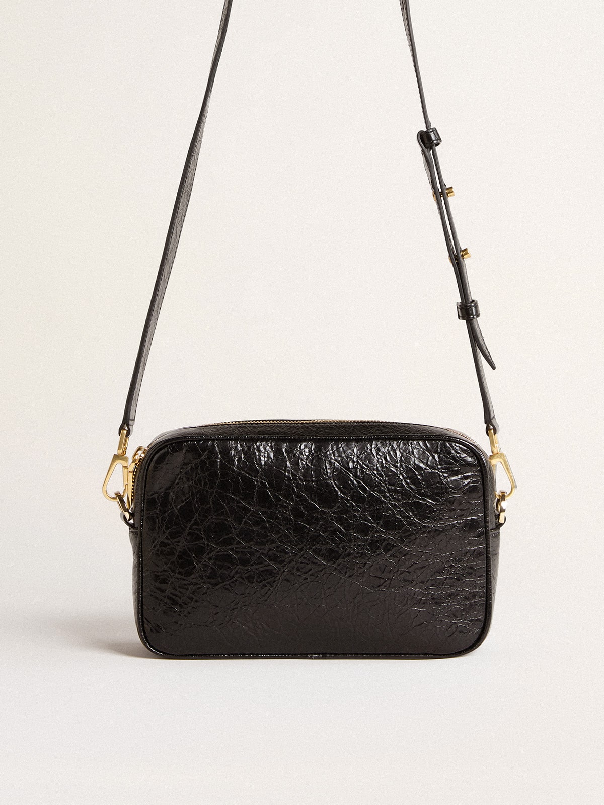 Golden Goose Star Bag in glossy black leather with tone-on-tone star