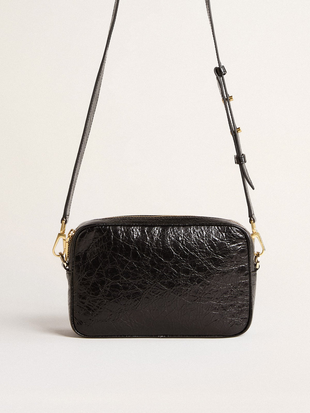 Golden Goose Star Bag in glossy black leather with tone-on-tone star