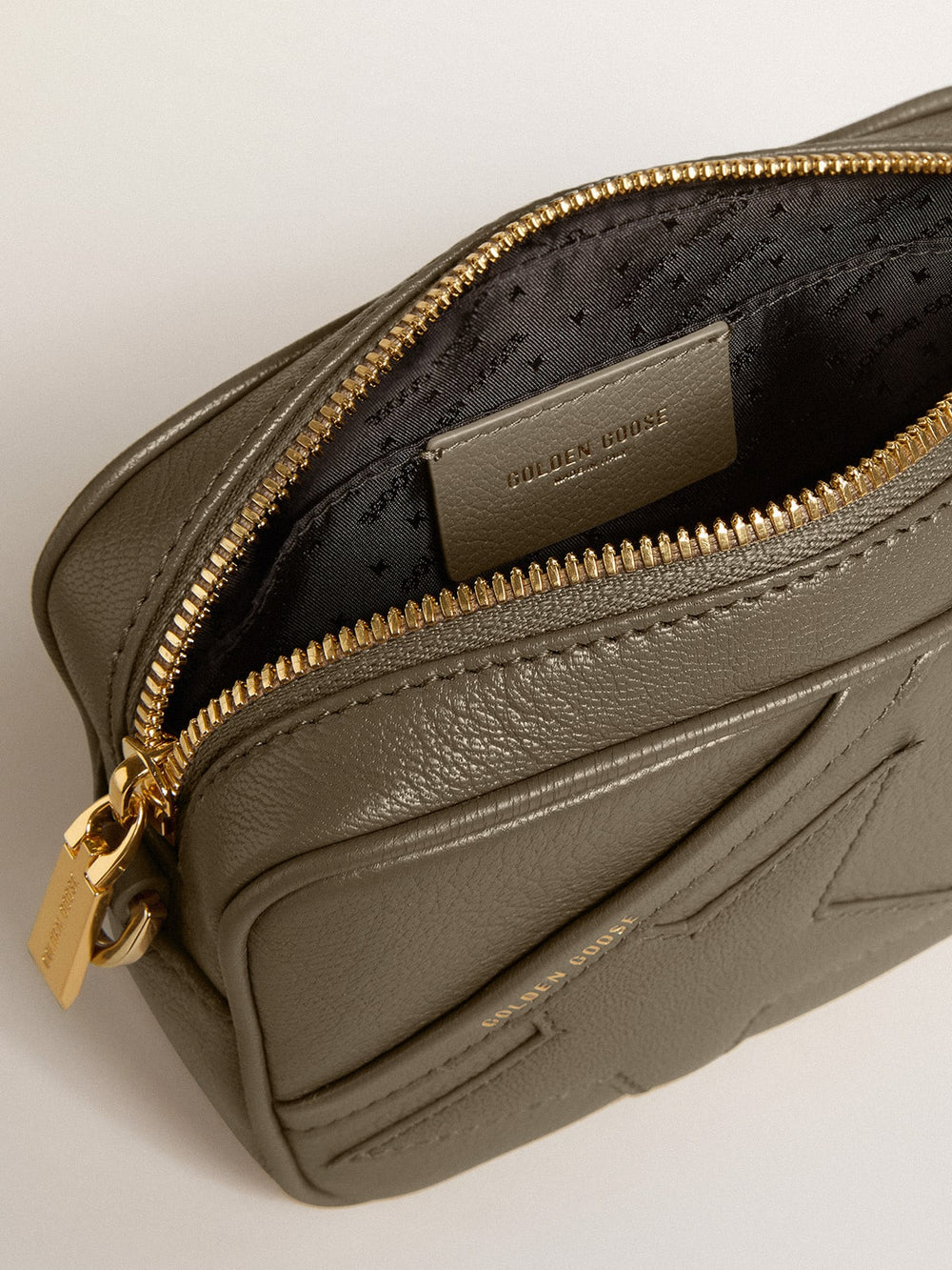 Golden Goose Mini Star Bag in sage-green leather with tone-on-tone star