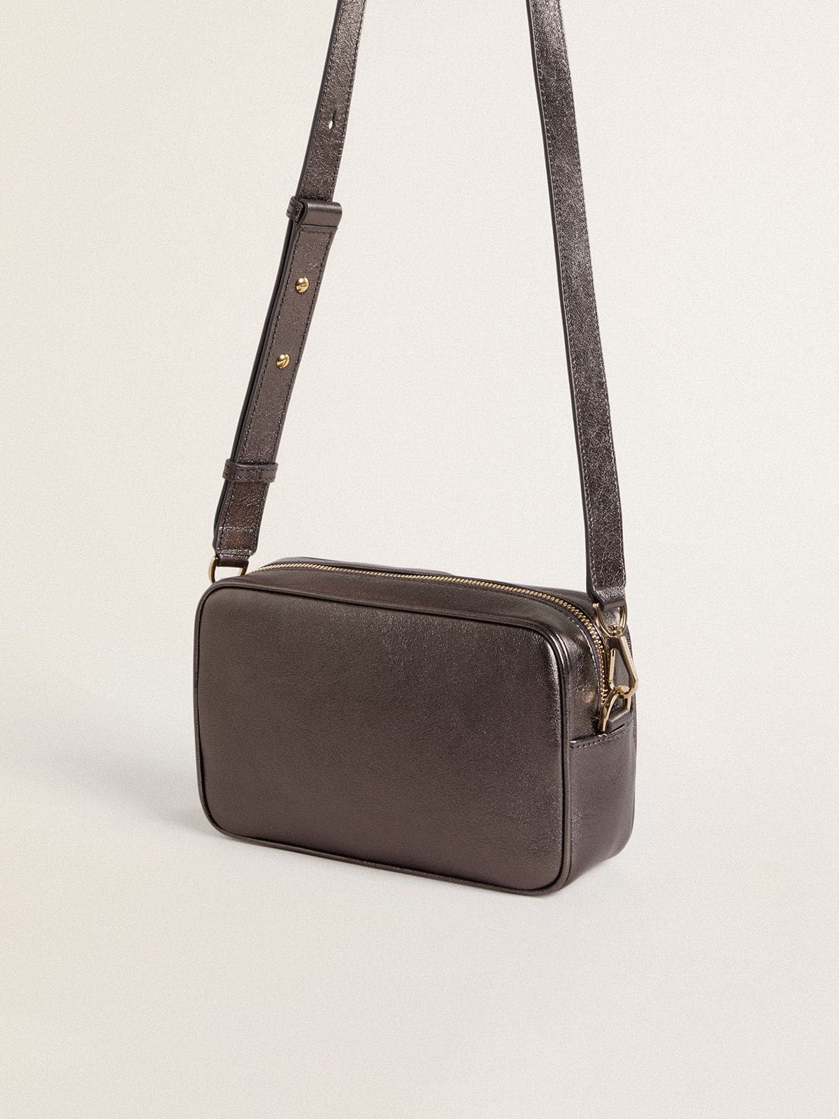 Golden Goose Star Bag in gray metallic leather with Swarovski crystal star