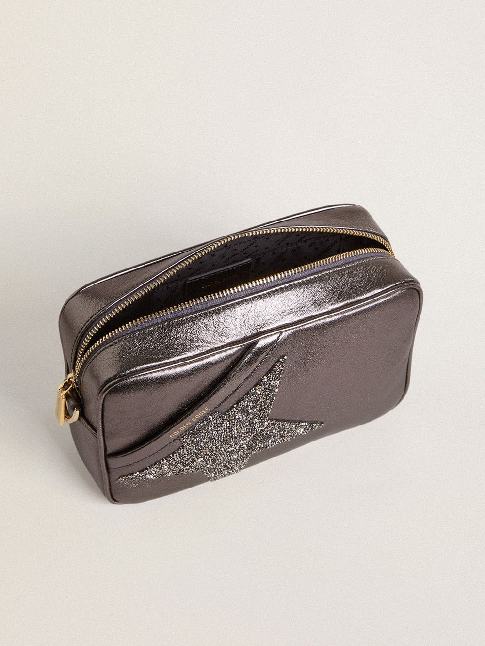 Golden Goose Star Bag in gray metallic leather with Swarovski crystal star