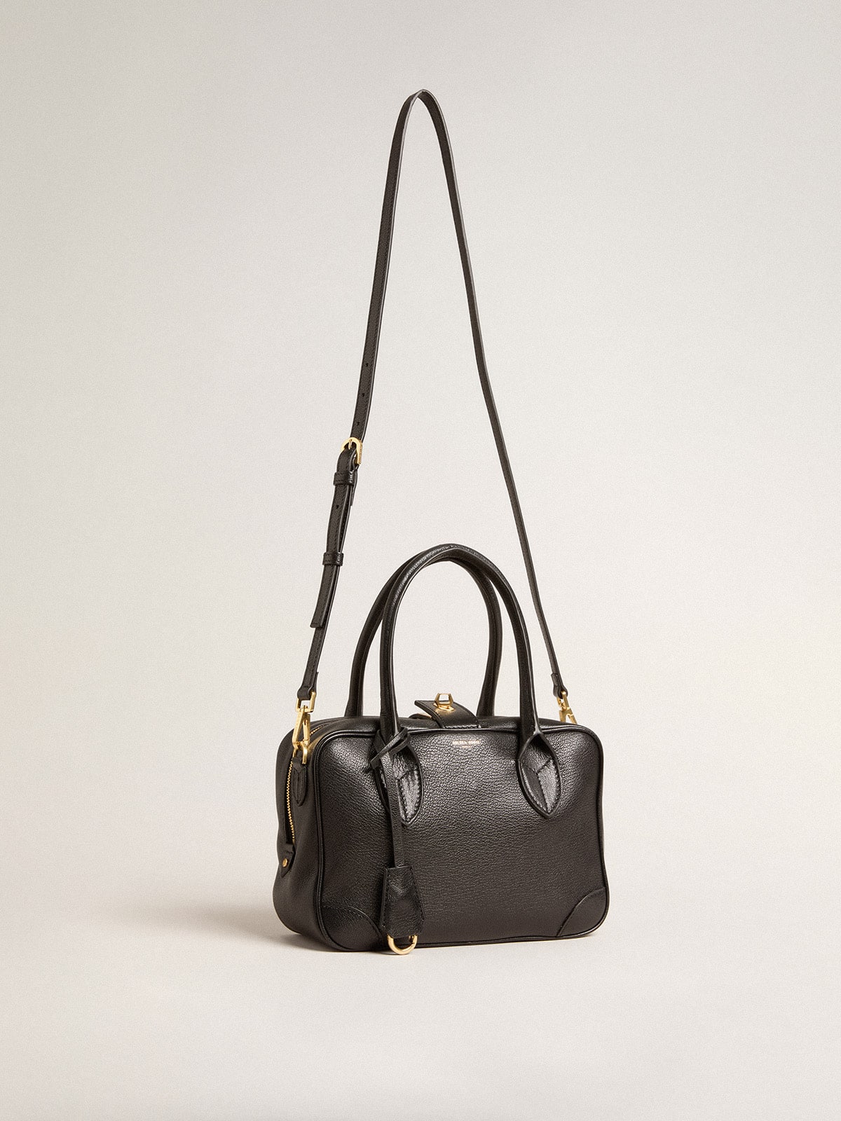 Golden Goose Vita Bag in black sheepskin leather with gold details