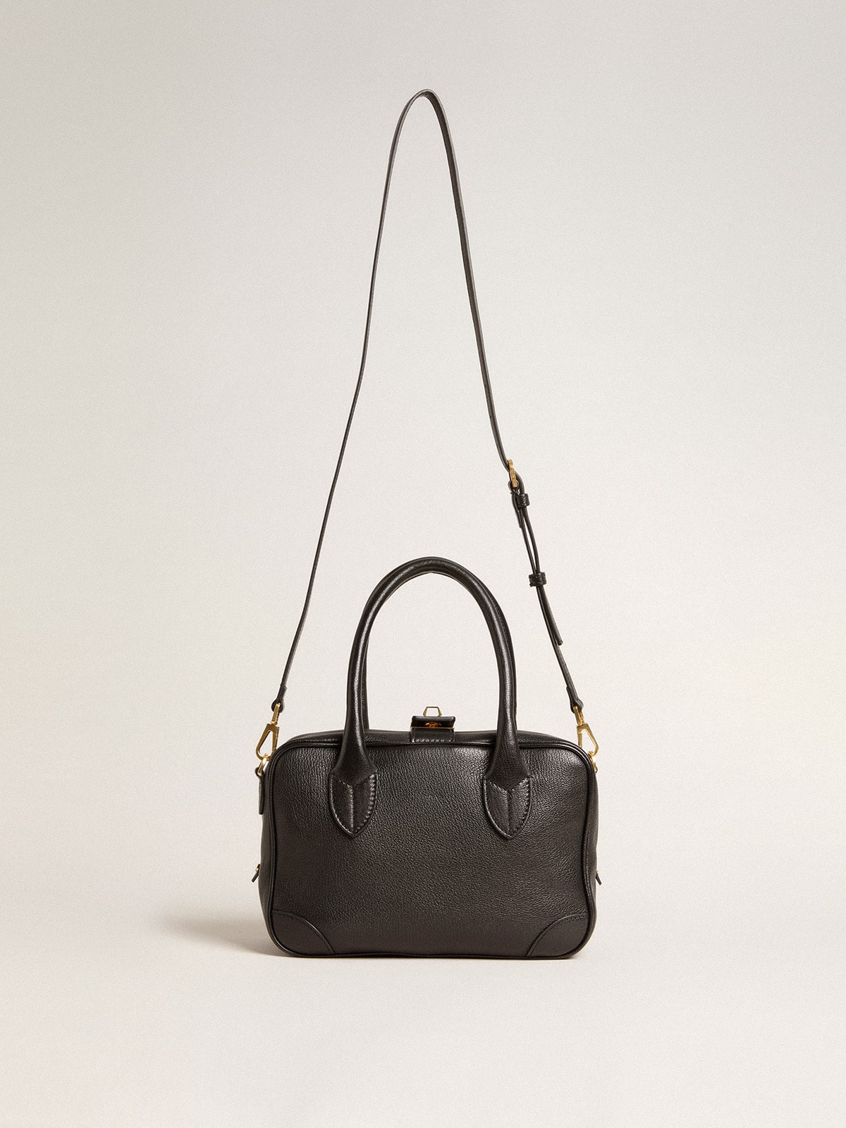 Golden Goose Vita Bag in black sheepskin leather with gold details