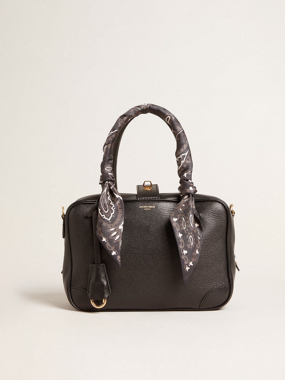 Golden Goose Vita Bag in black sheepskin leather with gold details