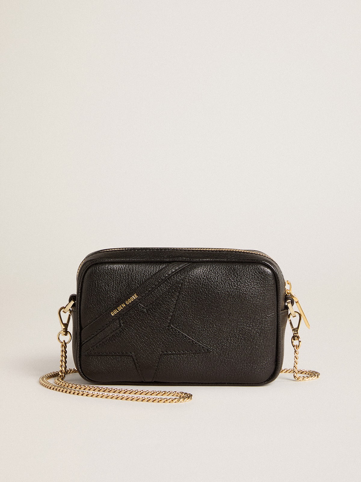 Golden Goose Mini Star Bag in black leather with tone-on-tone star