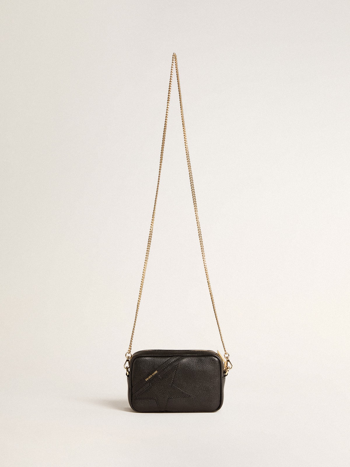 Golden Goose Mini Star Bag in black leather with tone-on-tone star