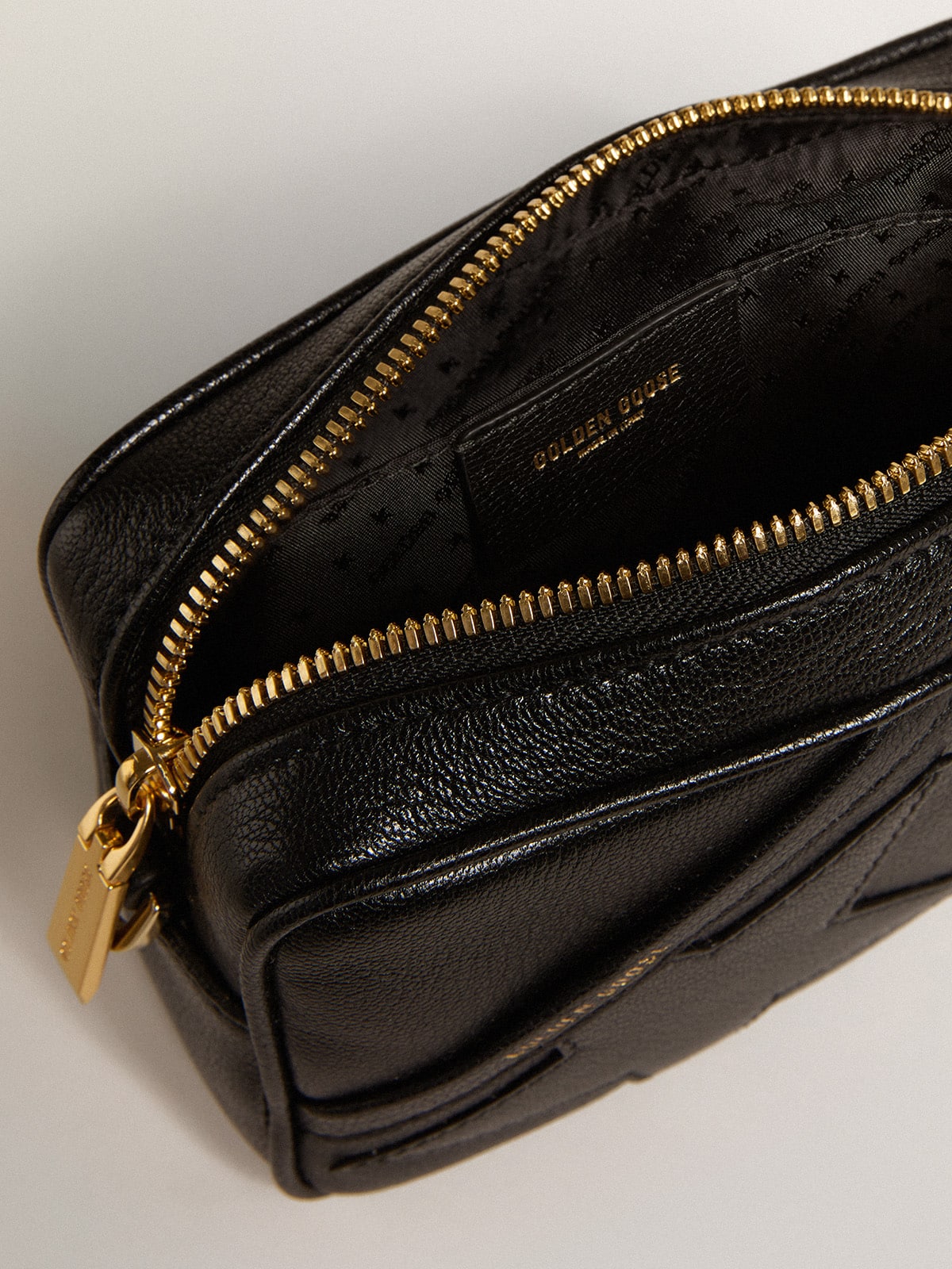 Golden Goose Mini Star Bag in black leather with tone-on-tone star