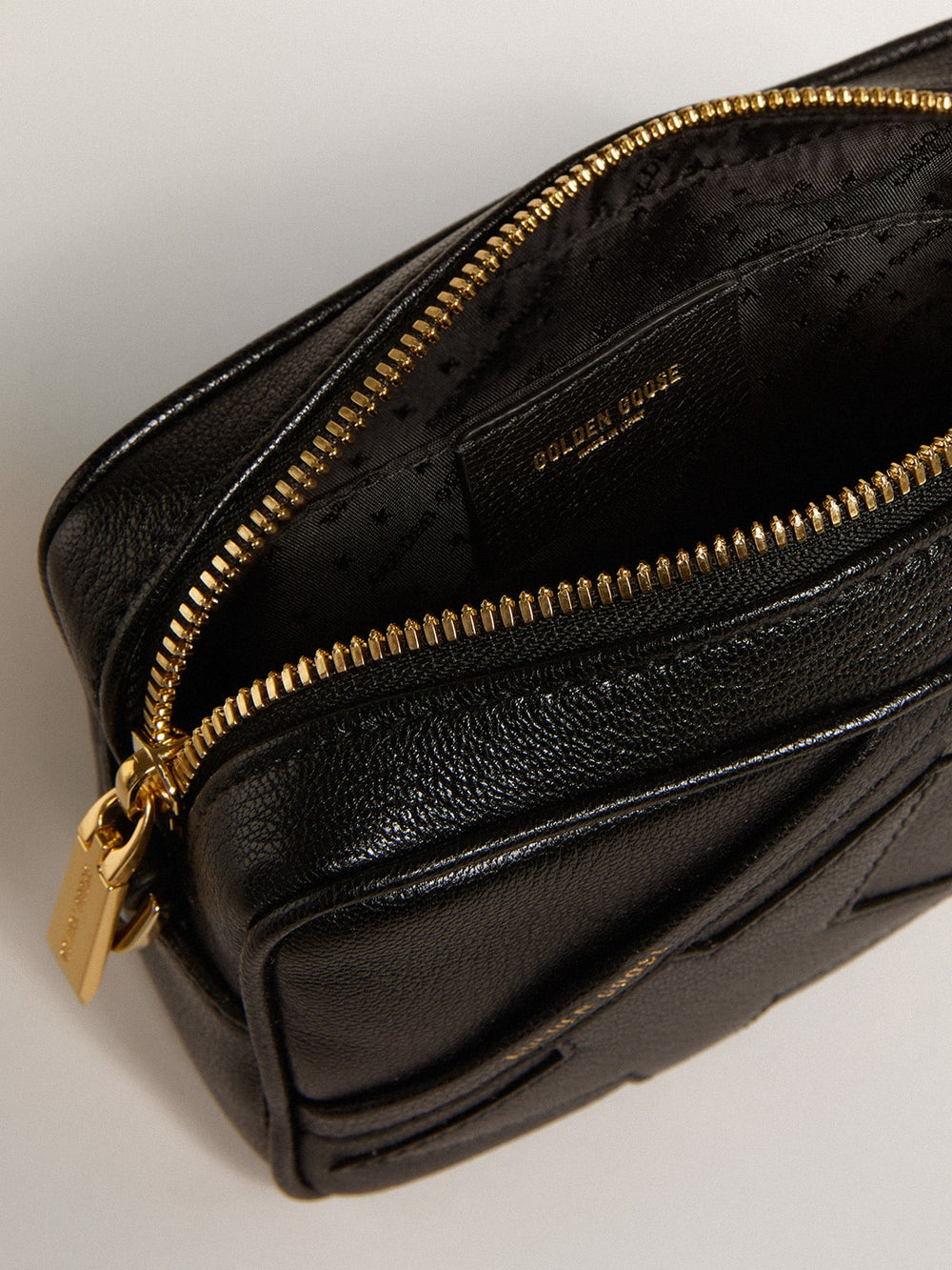 Golden Goose Mini Star Bag in black leather with tone-on-tone star