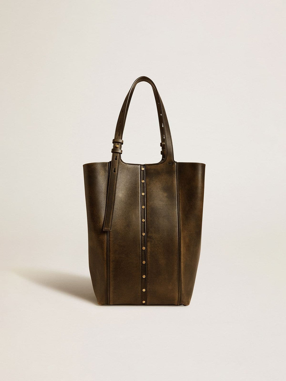 Golden Goose 24/7 Bag North South in black distressed leather with adjustable handles