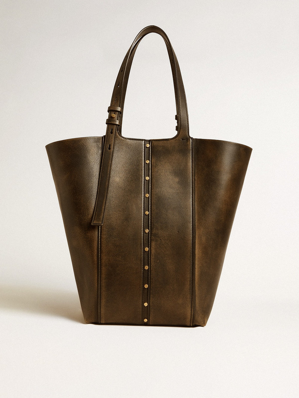 Golden Goose 24/7 Bag North South in black distressed leather with adjustable handles