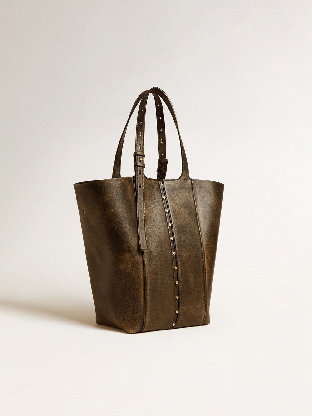 Golden Goose 24/7 Bag North South in black distressed leather with adjustable handles