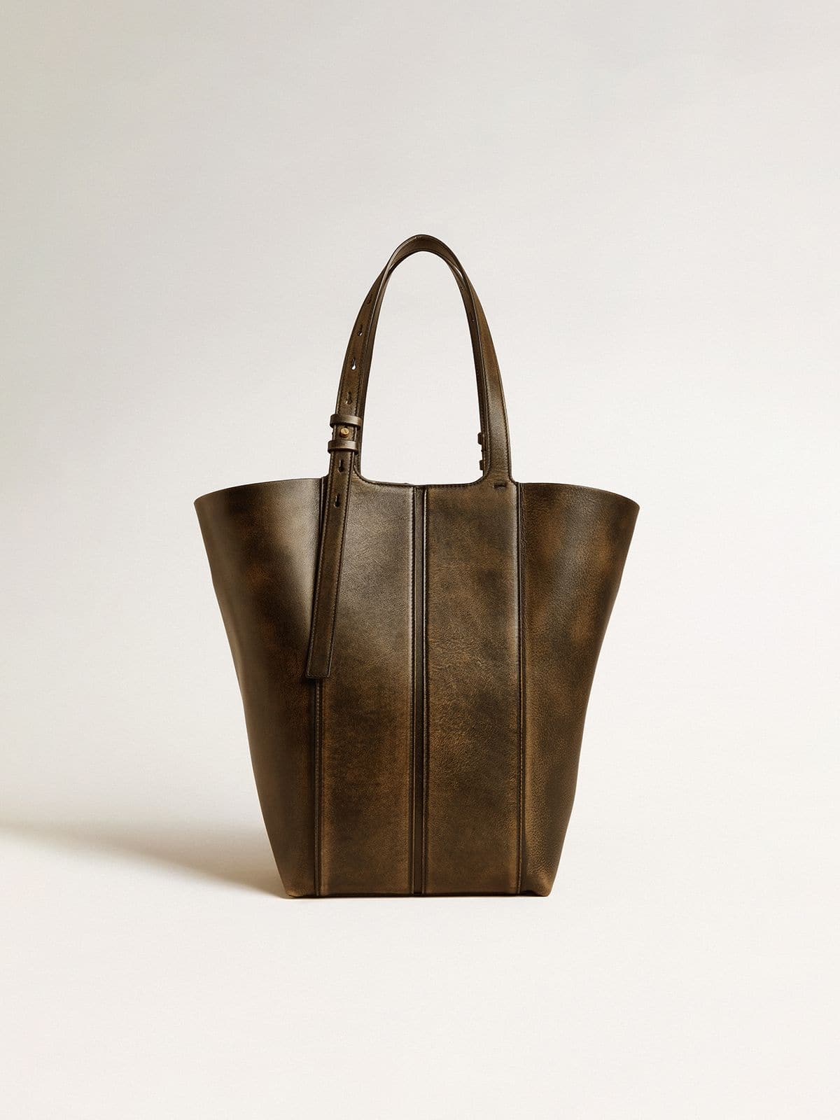 Golden Goose 24/7 Bag North South in black distressed leather with adjustable handles