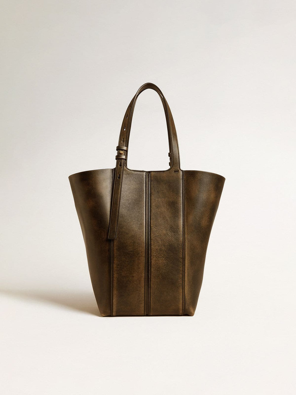 Golden Goose 24/7 Bag North South in black distressed leather with adjustable handles