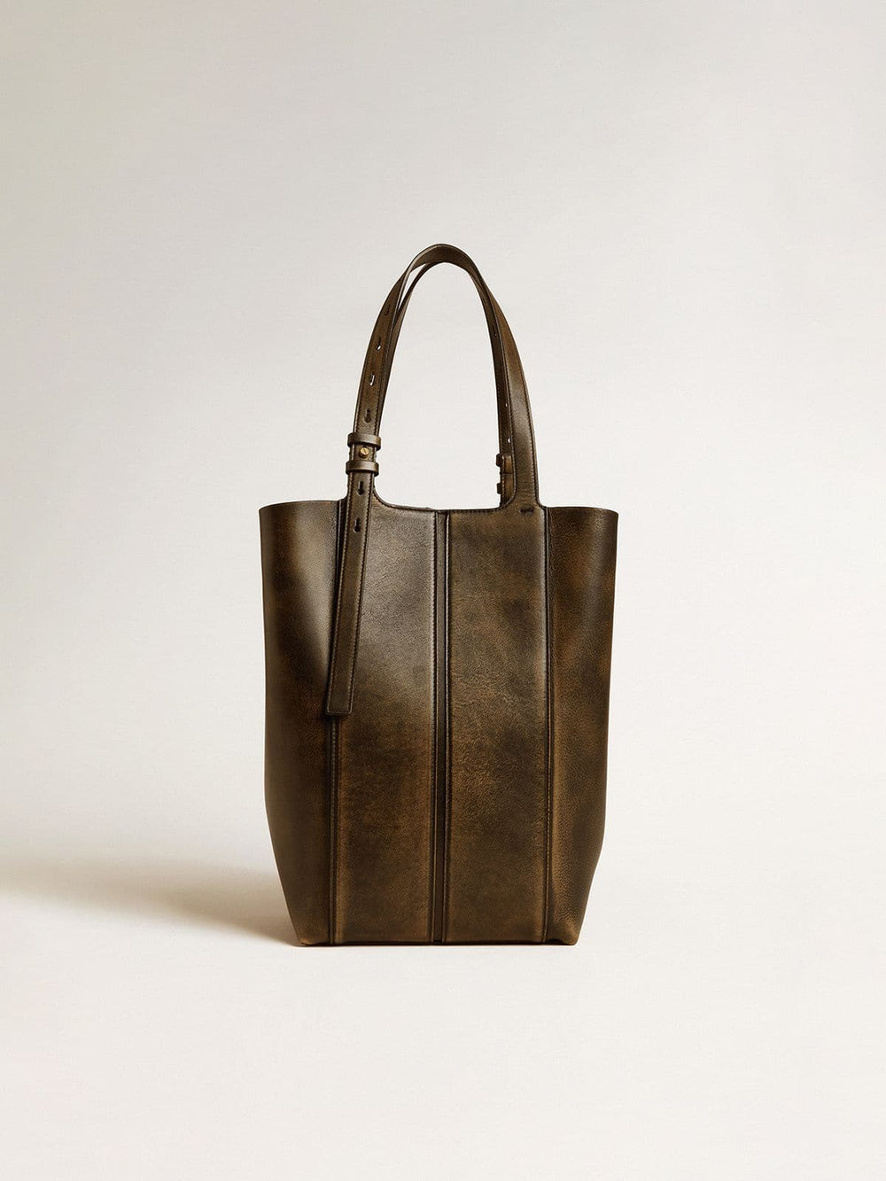 Golden Goose 24/7 Bag North South in black distressed leather with adjustable handles