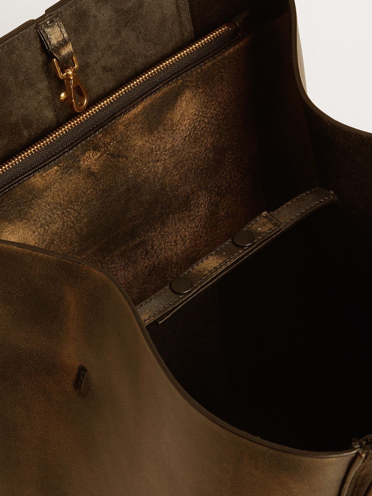 Golden Goose 24/7 Bag North South in black distressed leather with adjustable handles