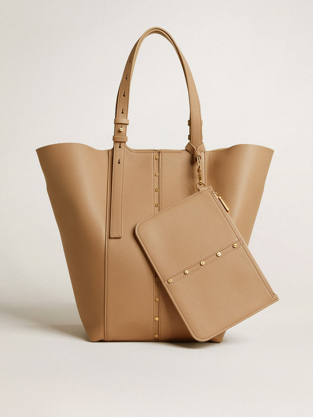 Golden Goose 24/7 Bag North South in cappuccino-colored leather with adjustable handles