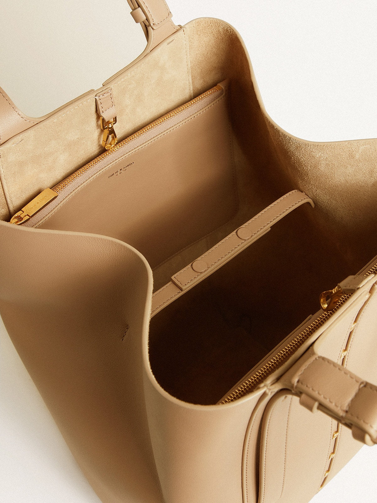 Golden Goose 24/7 Bag North South in cappuccino-colored leather with adjustable handles