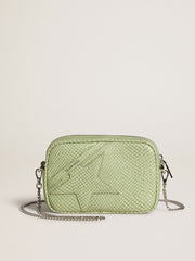 Golden Goose Mini Star Bag in light green snake-print leather