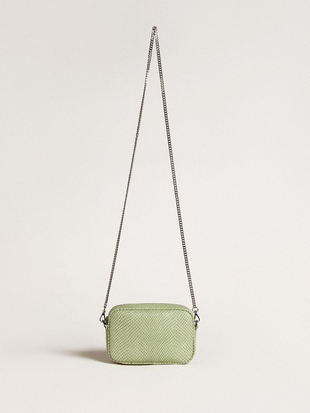 Golden Goose Mini Star Bag in light green snake-print leather