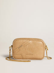 Golden Goose Mini Star Bag in beige snake-print leather