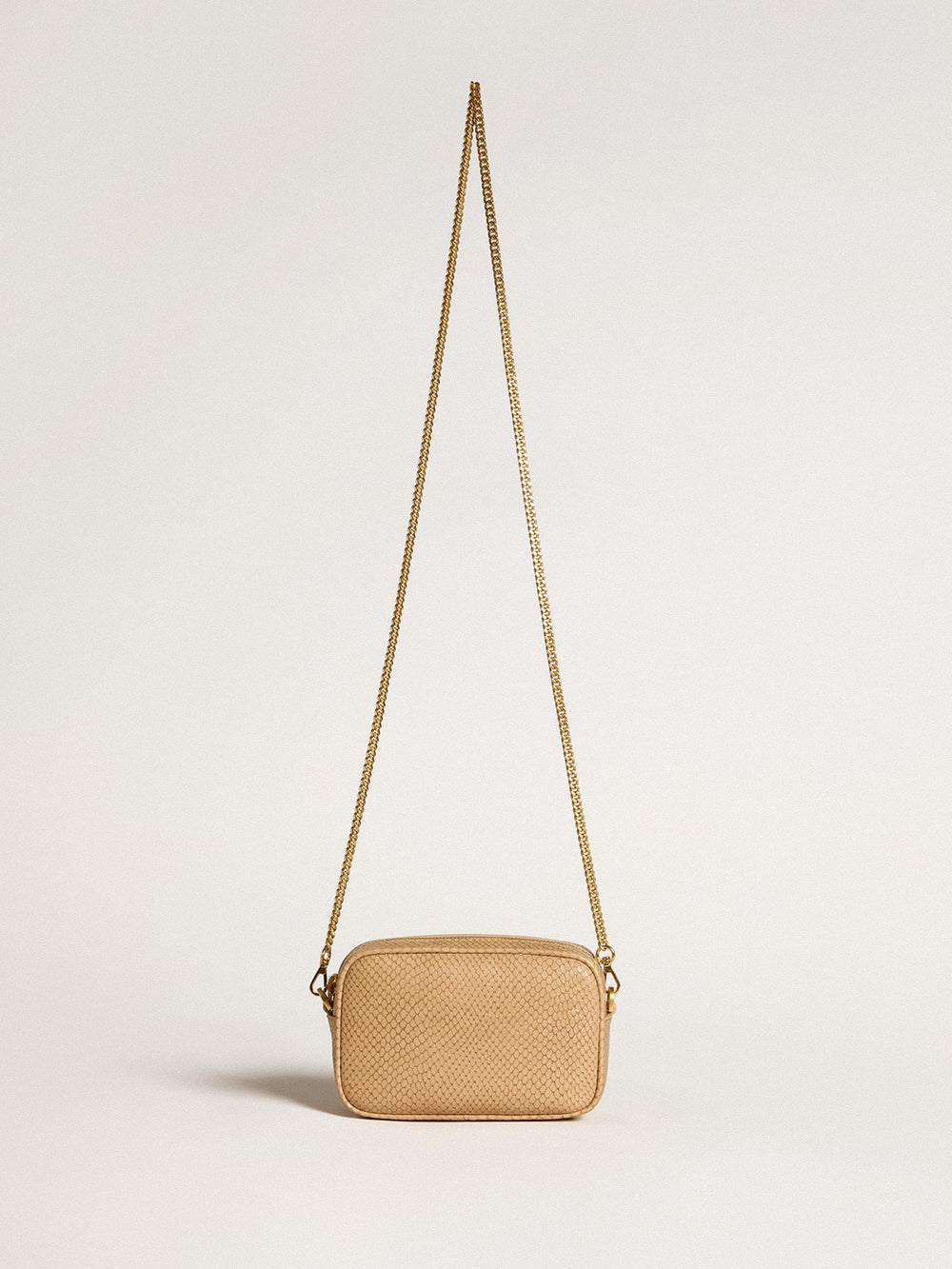 Golden Goose Mini Star Bag in beige snake-print leather