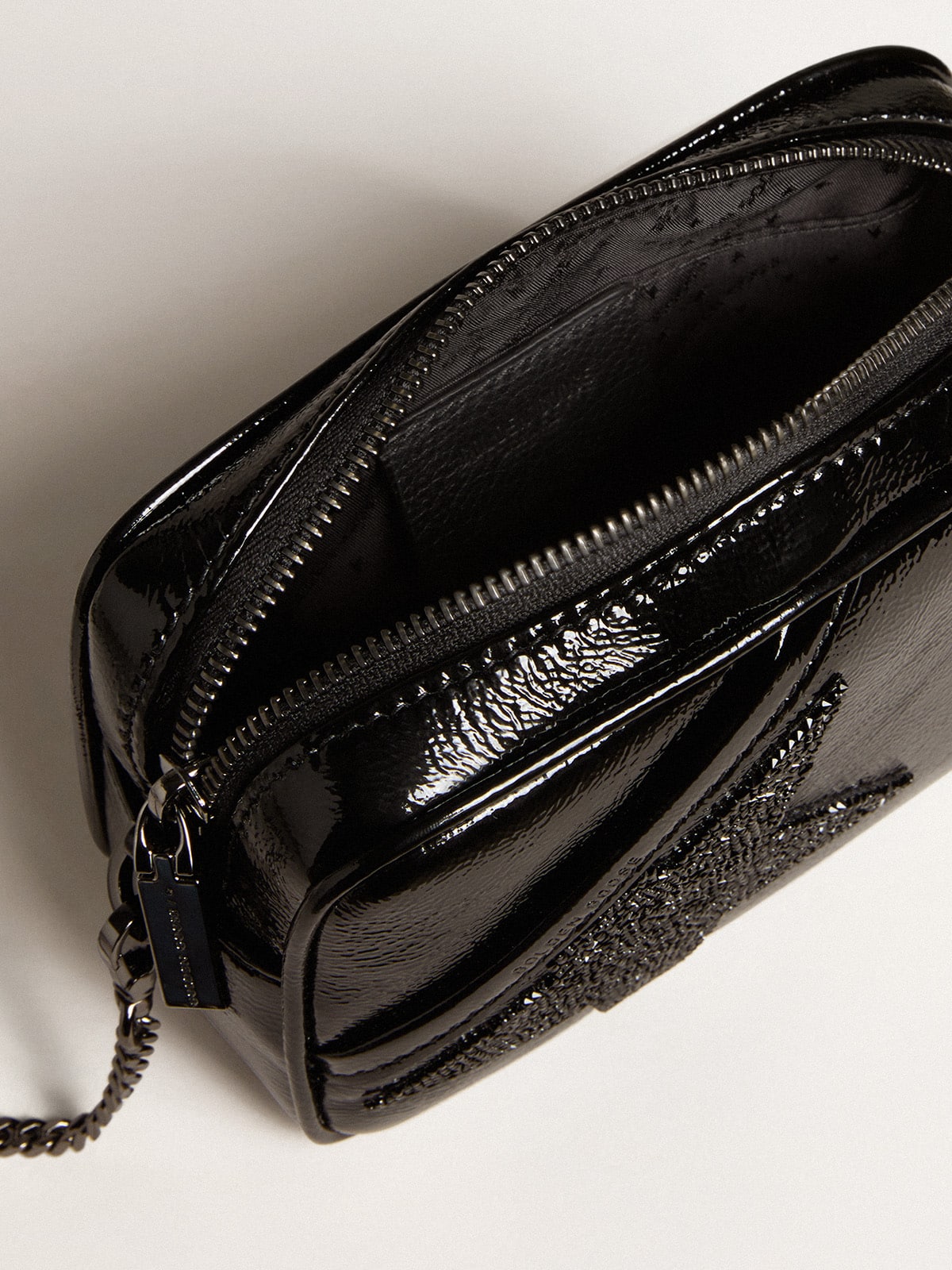 Golden Goose Mini Star Bag in black leather with Swarovski crystal star