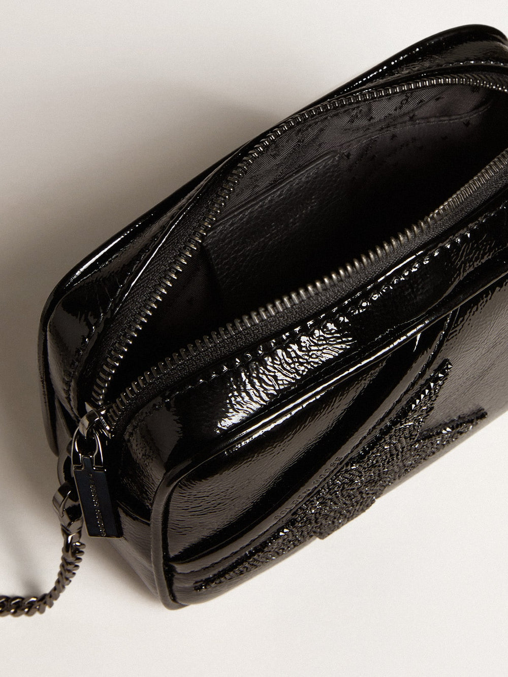 Golden Goose Mini Star Bag in black leather with Swarovski crystal star