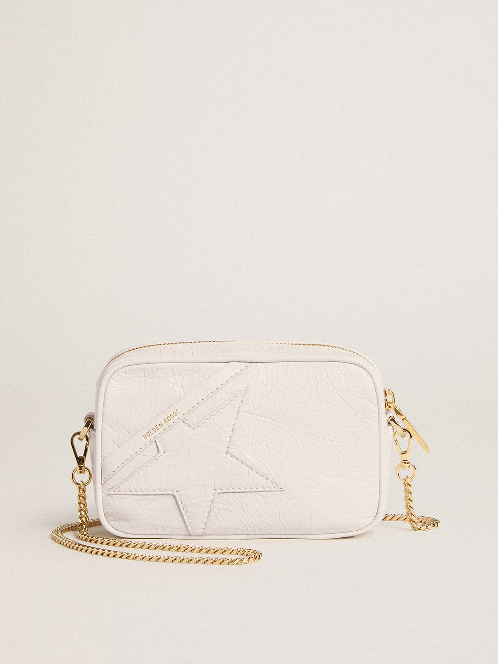Golden Goose Mini Star Bag in butter-white leather with tone-on-tone star