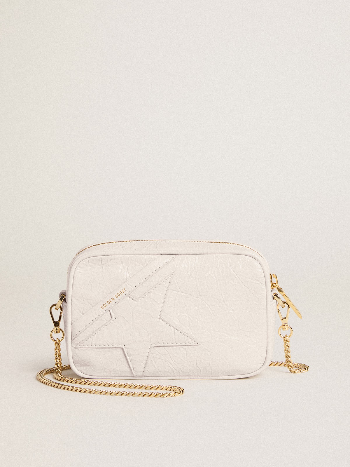 Golden Goose Mini Star Bag in butter-white leather with tone-on-tone star