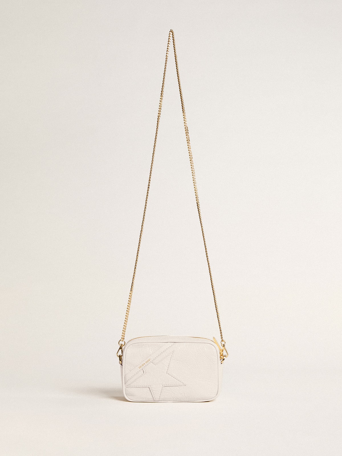 Golden Goose Mini Star Bag in butter-white leather with tone-on-tone star