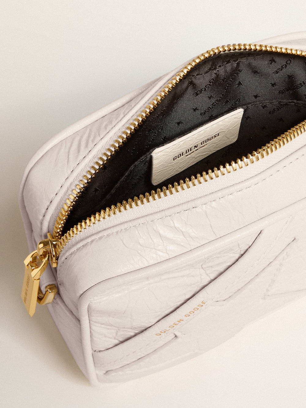 Golden Goose Mini Star Bag in butter-white leather with tone-on-tone star