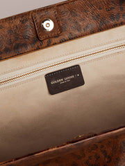 Golden Goose Pasadena Bag in hammered leather with leopard print and contrasting black handles