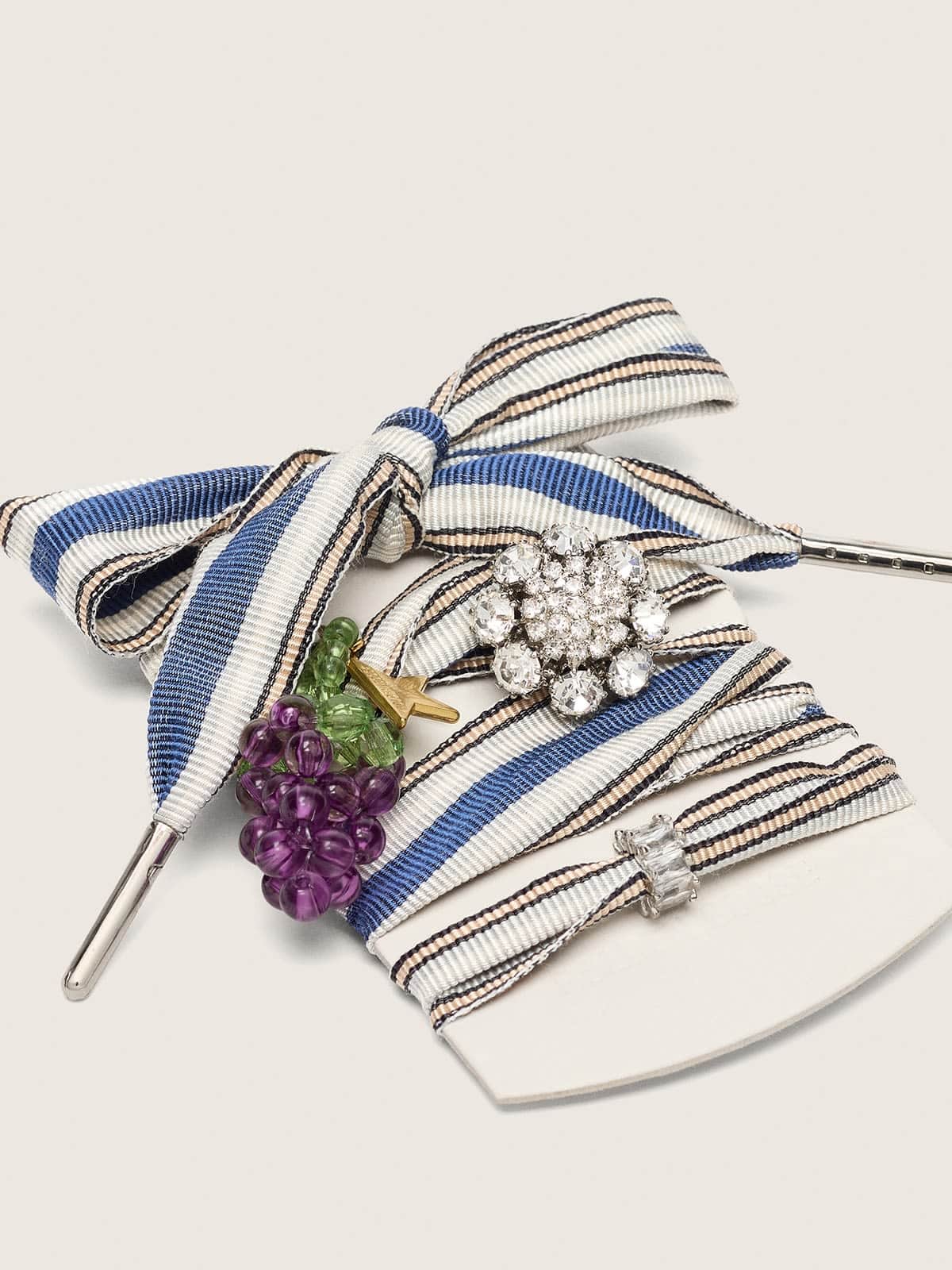 Golden Goose Skins striped laces with grape and crystal charms